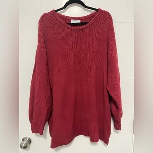 Red knit oversized sweater